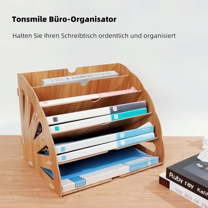 Дерев&39яний лоток для документів, лоток для листів А4 з 5 відділеннями, настільний органайзер для файлів, лоток для паперу, система зберігання файлів, тримач для документів для офісу, тип B