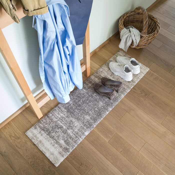 Килимок для дверей Salonloewe Ronny Stripes Taupe 35x120 см Можна прати та сушити в сушильній машині Нековзний та легкий у догляді, для використання в приміщенні, виготовлений з гуми та поліаміду