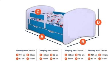 Дитяче ліжко BDW Super Dogs - Дитяче ліжко з матрацом та шухлядою - Зручне та міцне ліжко із захистом від падіння - Дитяча кімната - Рожевий (Дизайн 3) - 160x80 см