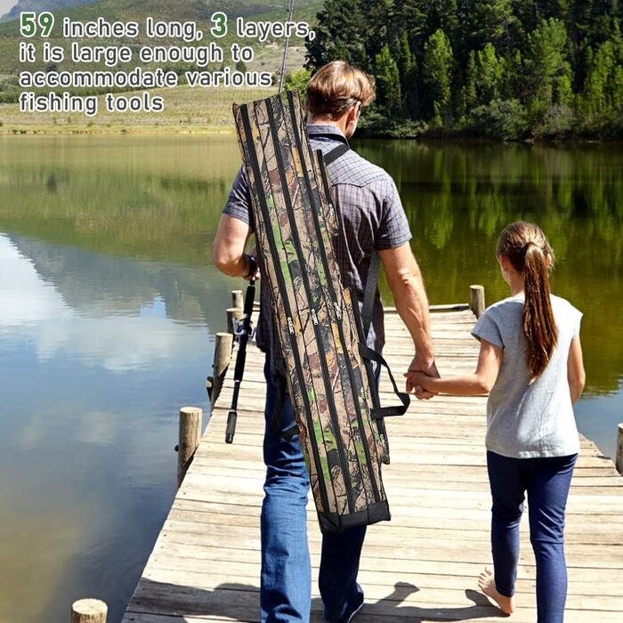 Сумка для вудки сумка для вудилища сумка для вудки на 3 відділення, 150см чохол для вудки чохол для вудки сумки для вудки водонепроникні складні інструменти для вудок, підсадки та тримачі для вудок темні камуфляжні