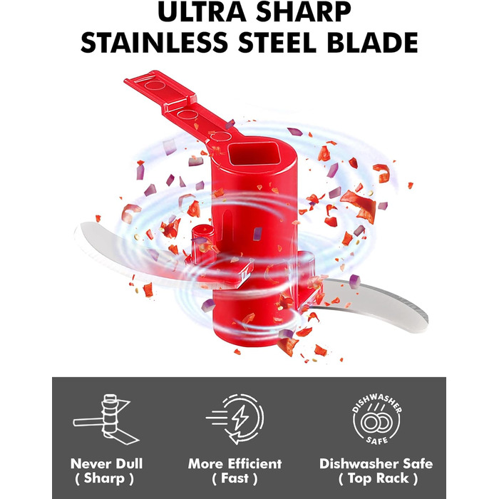 Подрібнювач цибулі Geedel, подрібнювач цибулі зі шківом, ручний подрібнювач овочів з лезами з нержавіючої сталі, мультиподрібнювач