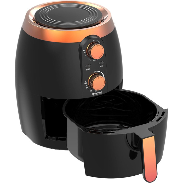 Аерофритюрниця / 3.5 л / чорний, зелений. бірюзовий / 1200 Вт / Мультипіч з таймером до 30 хвилин, без масла та жиру, 100-200C, cool touch, ретро-дизайн (чорний)