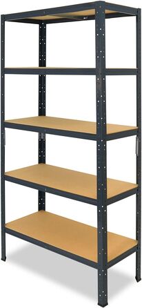 Надміцний домашній стелаж, антрацитовий/металевий стелаж з 5 полицями/металевий стелаж для підвалу, гаражний стелаж, стелаж для майстерні або стелаж для зберігання/змішаний металевий стелаж з вантажопідйомністю 175 кг В 180 см / Ш 70 см / Г 40 см, 180x70x