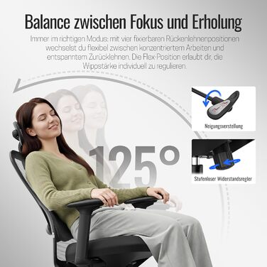 Офісне крісло року 2026, ергономічне робоче крісло з підголівником, 2D поперековою опорою та 4D підлокітниками, обертове крісло для здорового сидіння, для домашнього офісу та офісу, універсальні колеса, 150 кг Black Plus (універсальні колеса)