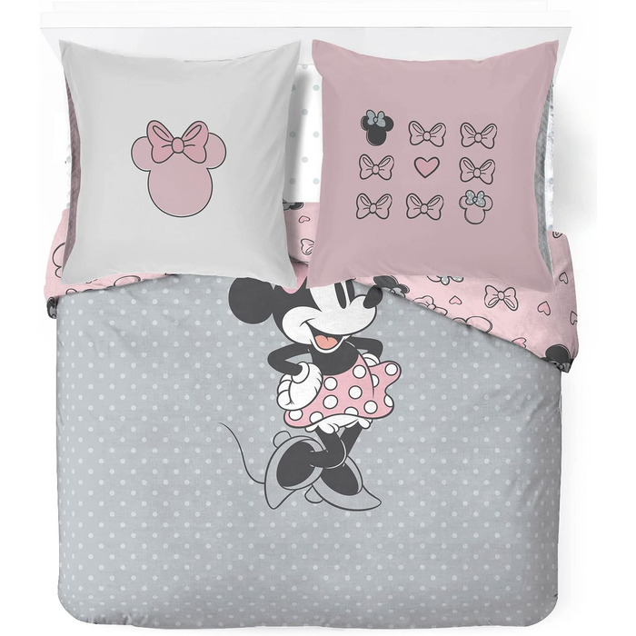 Комплект дитячої постільної білизни Disney Minnie One of a Kind з 100 бавовни з 4-х предметів, розмір двоспального ліжка 200x200 с