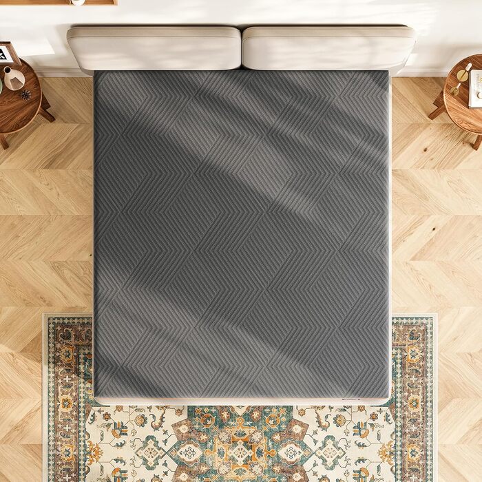 Матрац Vesgantti з піни, ергономічний матрац з гелевої піни з ефектом пам&39яті та дихаючим чохлом, рівні жорсткості H2 та H3, сертифікований Oeko-Tex (сірий-20 см, 90 x 200 см) сірий-20 см 90 x 200 см