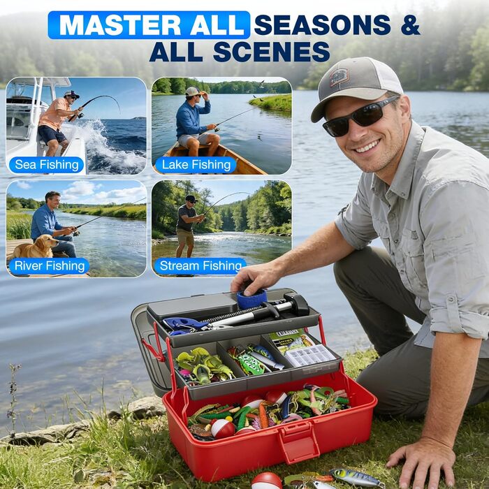 Набір рибальських снастей із 460 предметів, рибальські приманки для судака, форелі, окуня, рибальські аксесуари з ящиком для снастей, гачки, рибальські приманки, ящик для рибальських приманок на 3 полиці. Підходить для початківців та професіоналів.