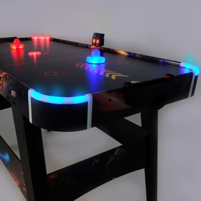 Світлодіодний стіл для аерохокею від FASports, аерохокей для дітей/підлітків віком від 8 років, стіл для аерохокею з повітряними штовхачами та шайбами, що світяться Solar Fury 138x67x82 см