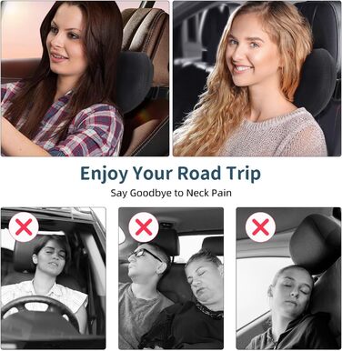 Подушка для підголівника автомобіля, зручна подушка для підголівника для автомобілів, 100 піна з ефектом пам&39яті, подушка для шиї автомобіля для керування автомобілем, універсальна посадка, дорожня подушка для знеболення під час керування автомобілем, 2
