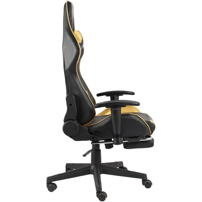 Геймерське крісло з підставкою для ніг, обертове, золотистий ПВХ
