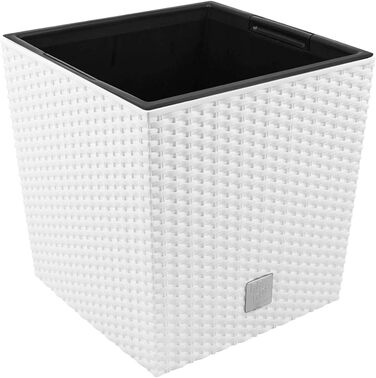 Літровий горщик з білим дном, 33 x 33 x 33 см. 32 x 32 x 32,5 см, білий, 32-