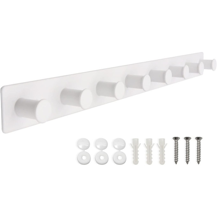 Гачок рейка з нержавіючої сталі гачки для одягу настінні настінні гачки шурупи, вішалка для одягу з 8 гачками (біла, 8 гачків) біл