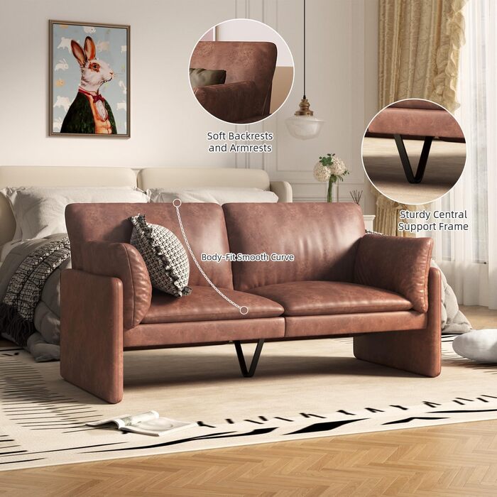 Місний диван UNIONLINE, розкладний диван шириною 172 см, сучасний двомісний диван-ліжко Тедді, 2-3 місця для вітальні, спальні, квартири, домашнього офісу, коричневий 3-місний диван, шириною 172 см, коричневий, 3-