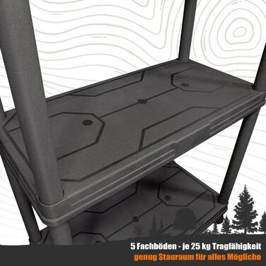 Пластиковий стелаж, шириною 60 см або 74 см, для комори та складського приміщення, кухня, вантажопідйомність 100 кг, 4 полиці, вузька полиця для підвалу чорного кольору (1, 5 полиць), 5 полиць