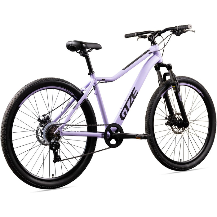 Колеса 27,5 дюймів Алюмінієва рама з амортизаційною вилкою 7-ступінчаста поворотна манетка Дискові гальма Для дітей та дорослих 90 попередньо зібрані 27,5 15 дюймів, колір лаванда