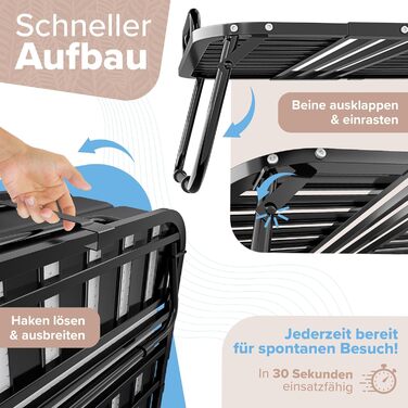 Розкладне ліжко ELONEO 90x200 см, включаючи преміум-матрац Розкладне гостьове ліжко, вантажопідйомність до 250 кг Розкладне дорожнє ліжко з металевим каркасом та транспортними колесами Настінне ліжко, включаючи захисний чохол, розкладне ліжко 90x200 см з 