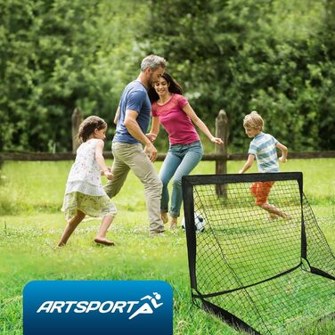 Футбольні ворота ArtSport Pop-up Goal Master - Набір з 2 шт. з аксесуарами - Складні та швидко встановлюються - 2 футбольні ворота для використання в приміщенні та в саду - Дитячі футбольні ворота, Чорні