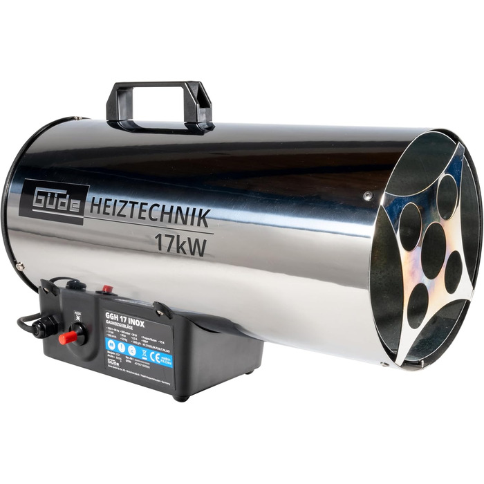 Газовий вентилятор-обігрівач Gde 85006 GGH 17 INOX (17 кВт, пальник з нержавіючої сталі, корпус з нержавіючої сталі, шланг 1,5 м, редуктор тиску)