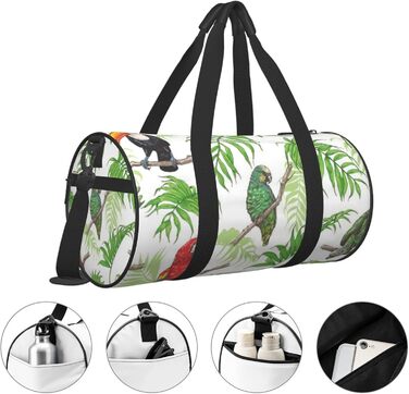 Дорожня сумка-циліндр Папуги та тропіки, спортивна сумка для чоловіків і жінок, сумка-мішок