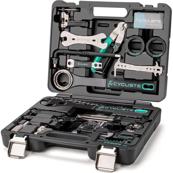 Набір велосипедних інструментів із 27 предметів для ремонту гірських/шосейних велосипедів з футляром для зберігання