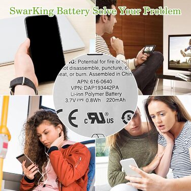 Заміна акумулятора, сумісного з iPod Nano 7, iPod Nano 7th, iPod Nano 5th 16G, A1446 616-0640 616-0639 з набором інструментів