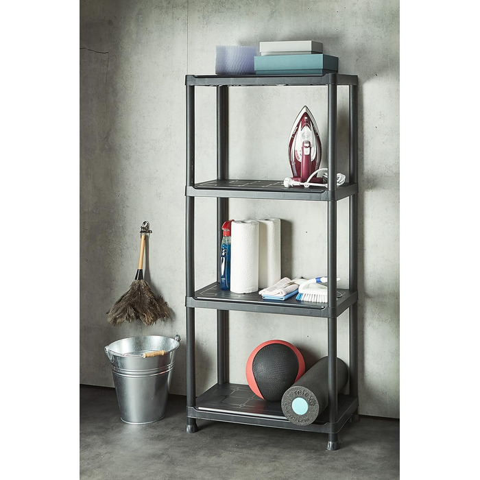 Пластикова полиця Keter Plus 60/4, чорна, 60 x 30 x 135 см, прямокутна