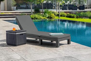 Холодильник / Бічний столик Ice Cube, Імітація ротанга, Пластик, Графіт, 218759