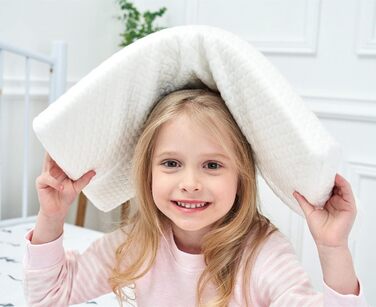 Подушка для дітей для сну Гіпоалергенна піна з пам'яттю Oeko-Tex Дитяча подушка для захисту шиї для дітей3-8 років. White-s12 ука