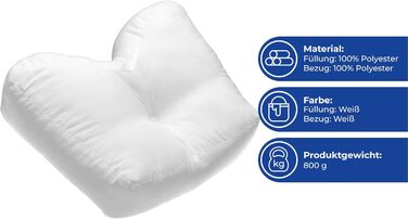 Подушка Maximex Comfort Side Sleeper, подушка для підтримки шиї, приємна якість, наповнювач з високою щільністю, можна прати, біла, бавовна, поліестер, 52 x 40 x 16,5 см