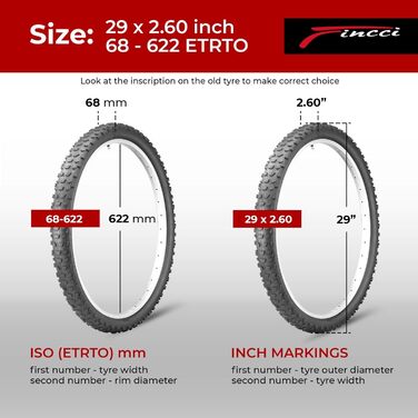 Велосипедні покришки Fincci MTB (29x2.6 дюйма) для бездоріжжя та бруду