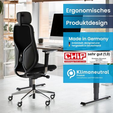 Ергономічне офісне крісло для керівників Ergotopia MasterBack ПЕРЕМОЖЕЦЬ ТЕСТУ Ергономічне офісне крісло з 3D-механізмом нахилу та 5D-підлокітниками Ідеально підходить як поворотне крісло для офісу та домашнього офісу, чорний колір для керівників