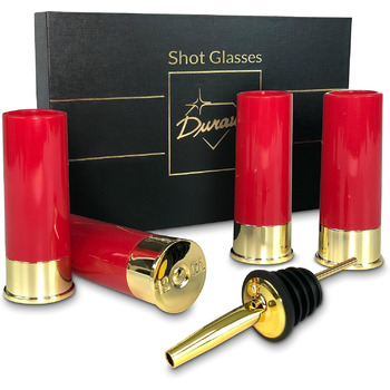 Набір з 12 гільз Чарки Набір з 4 шт. , Патронна гільза Чарки, Алкогольний наливник, Чудова ідея подарунка Набір склянок для пиття