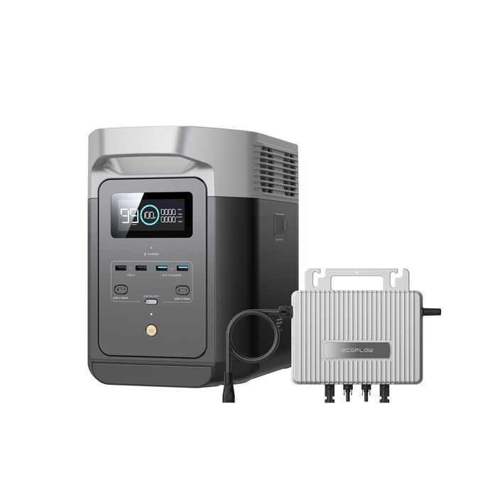 Портативна електростанція EcoFlow Delta 2 1024 Втгод, 0 ПДВ, мікроінвертор WLAN Stream 800 Вт, акумулятор LiFePO4, швидка зарядка від 0 до 80 за 50 хв, можливість розширення до 3 кВтгод, для дому, кемпінгу та подорожей WN2DELTA 2