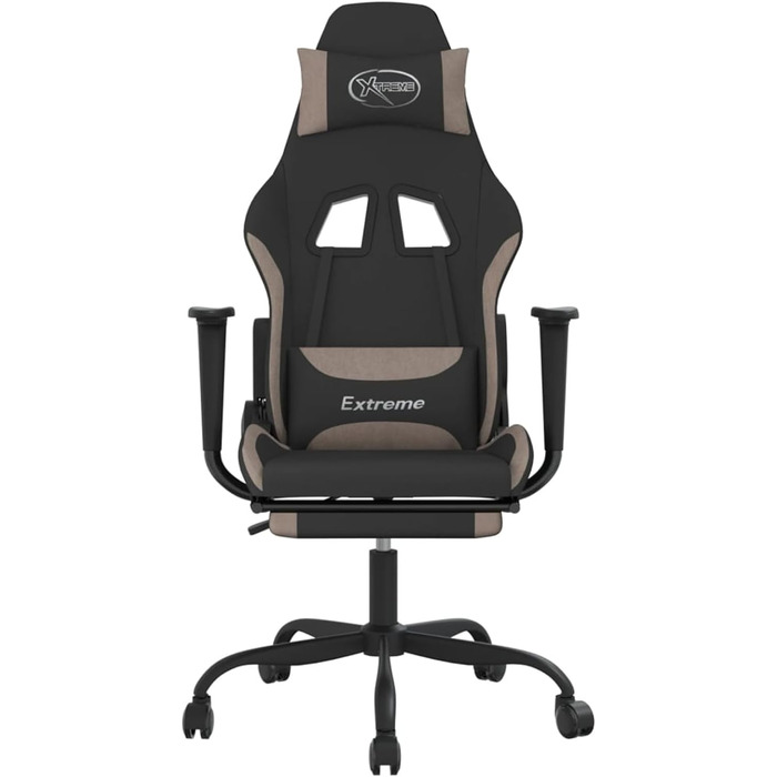 Геймерське крісло з функцією відкидання спинки, чорний/коричневий, 66x58x120-130 см, для покращеного ігрового досвіду, модель 3143724