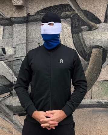 Балаклава PGWEAR у чорну, білу та синю смужки Маска унісекс, один розмір Ультрас, Хулігани, Лижі, Мотоцикли