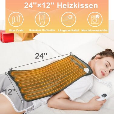 Грілка, грілка з автоматичним вимкненням, грілка для спини, шиї, плечей, живота, м&39яка фланелева поверхня (30 x 60 см) 30x60 см Темно-сіра