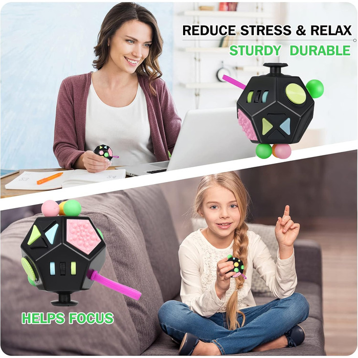 З 12 сторонами, іграшка Infinity Cube Fidget Anti Stress Cube для дорослих, дітей із СДУГ, СДУГ, РАС, СДУГ