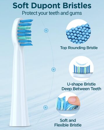 Звукова електрична зубна щітка Sonic для дорослих та дітей акумуляторна щітка з 8 насадками, до 120 днів використання після 3 годин швидкої зарядки, 5 режимів з вбудованим 2-хвилинним таймером блакитного кольору, (в упаковці )