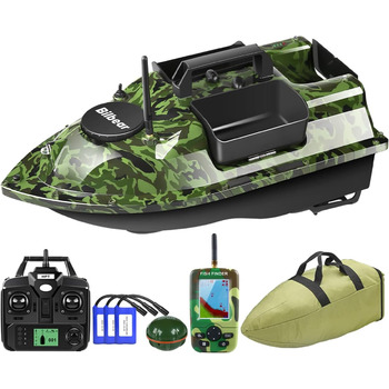 Човен для приманки Човен для приманки з GPS Човен для риболовлі Човен для приманки з ехолотом і GPS Коропова риболовля Знайти човен Ехолот з датчиком ехолота, запасні батарейки, сумочка Камуфляжний човен з ехолотом