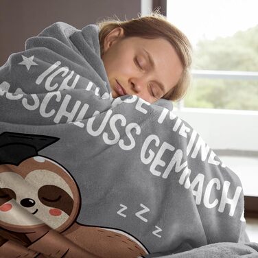 Подарунок на ступінь бакалавра, подарунки на випускний у середній школі, подарунок на ступінь магістра - м&39які подарунки-ковдри для успішного складання іспитів, подарунок на докторат, лінивець з ступенем, сірий, 50&39 x 60&39