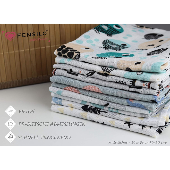 Муслінові серветки - муслінові пелюшки - упаковка 10 70x80 см - тканинні пелюшки, Зроблено в ЄС, перевірено на вміст шкідливих реч