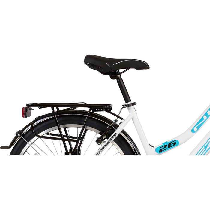 Дюймовий велосипед для дівчат та жінок - міський велосипед з 21-швидкісним поворотним перемикачем, висота рами приблизно 47 см, біло-бірюзовий -052, 26-