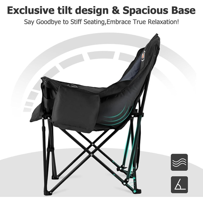 Крісло для кемпінгу OVERMONT з підігрівом XL для дорослих складне крісло, ідеальне для зимових поїздок на природу, кемпінгу, риболовлі, чорного/сірого кольору