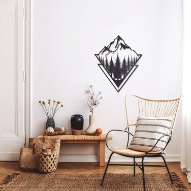 Настінне оздоблення KUINEA гори, фреска дерево колір антрацит настінне оздоблення для дому, офісу, спальні, вітальні та кухні, гір