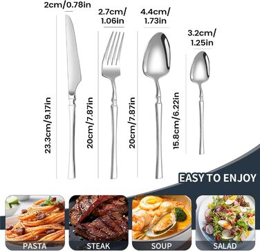Набір столових приборів Багаторазові столові прибори, набір посуду з 16 предметів з нержавіючої сталі для дому, кухні, квартири, обідньої перерви, приготування їжі, обіду, подорожей, кемпінгу, їжі, стейку