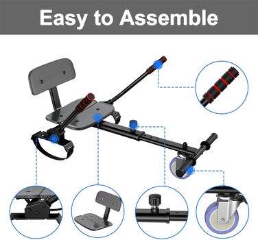 Гіроскутер із кріпленням сидіння – самобалансуючий 6,5" з Bluetooth-динаміком та світлодіодними ліхтарями для дітей, дівчаток та хлопчиків (включно з картингом)