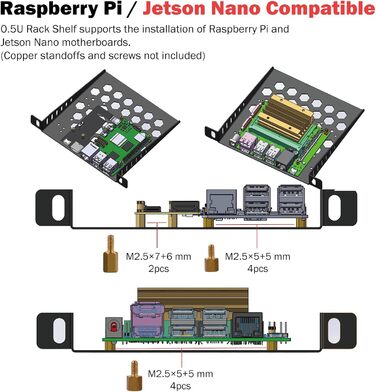 Міні-серверна шафа GeeekPi DeskPi RackMate TT для міні-ПК, міні-стійка глибиною 200 мм, включаючи 2 полиці-вставки по 0,5U, для NAS, AV та мережевих технологій (чорна)