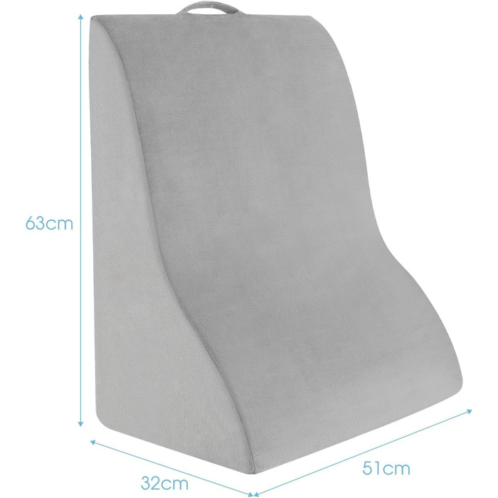 Подушка для читання COSTWAY для ліжка та дивана, подушка для підняття ніг, клиноподібна подушка з чохлом, що прається, опорна подушка для одужуючих, вагітних, при хропінні та печії (сіра)