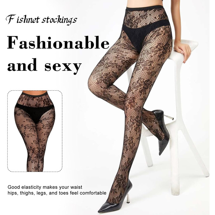 Жіночі мереживні колготки SNDE, чорні, еластичні, універсальний розмір,  3 пари