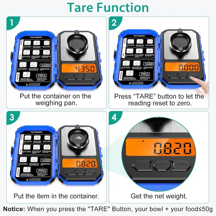 50g/0.001g Precision Pocket Scale Jewelry Scale, LCD Mini Scale Portable, Tare Function, 10g x 2 pcs Calibration Weights - Blue, 50g/0.001g Precision Pocket Scale Jewelry Scale, LCD Mini Scale Portable, Tare Function, 10g x 2 pcs Calibration Weights - Blu